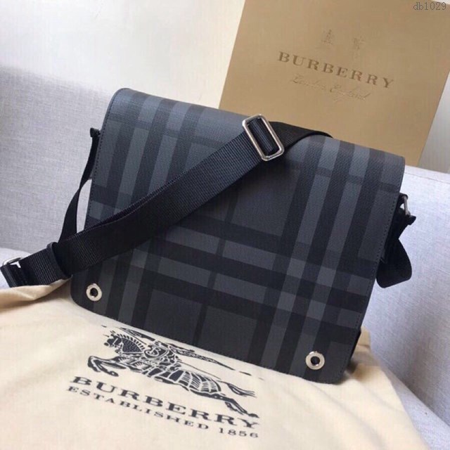 Burberry專櫃新款包包 巴寶莉London格紋2019新款信使包男士單肩斜挎包  db1029