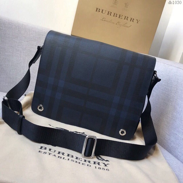 Burberry專櫃新款包包 巴寶莉London格紋2019新款信使包男士單肩斜挎包  db1030