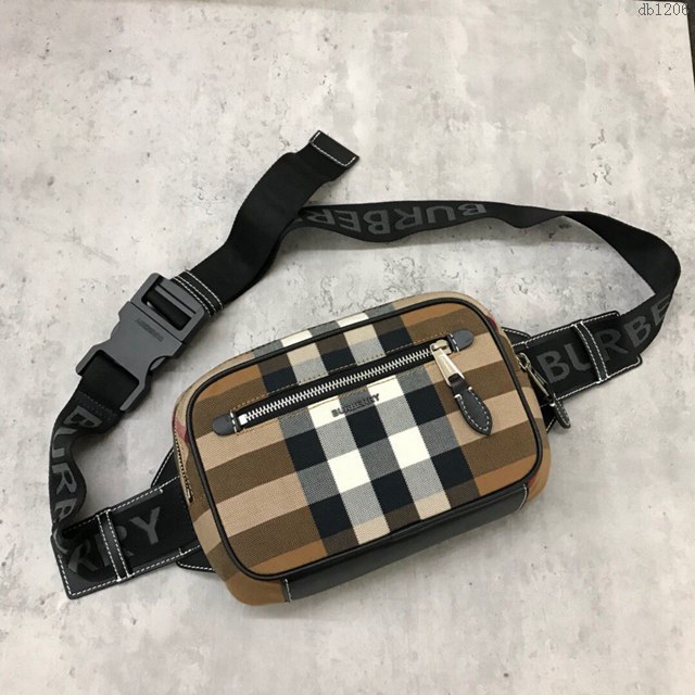 Burberry專櫃新款腰包 巴寶莉徽標品牌專用格紋男士腰包挎包  db1206