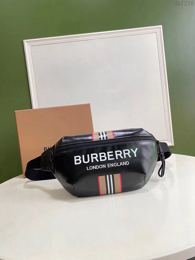 Burberry專櫃新款腰包 巴寶莉品牌徽標與標誌性條紋腰包挎包胸包  db1210