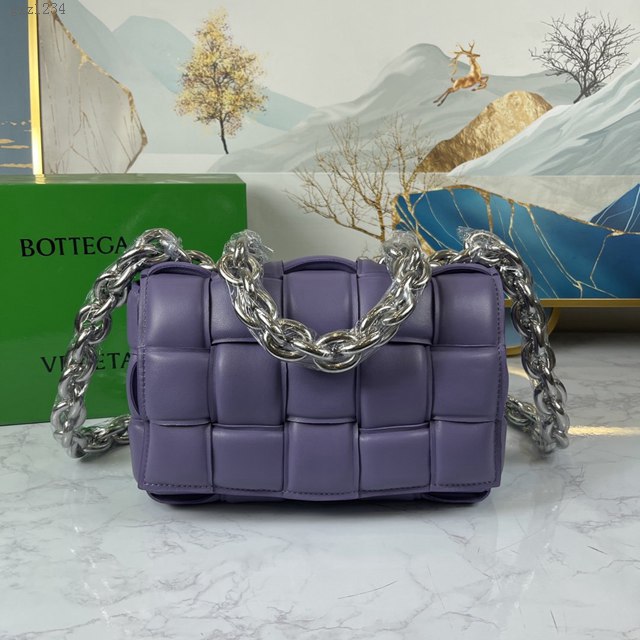 Bottega veneta高端女包 96008薰衣草紫 寶緹嘉新款枕頭鏈條包 BV經典款單肩斜挎手提女包  gxz1234