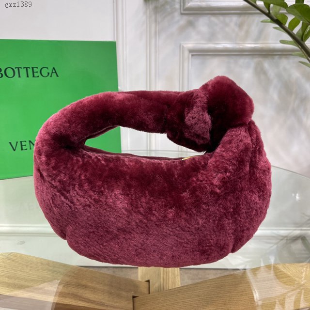 Bottega veneta高端女包 98080天鵝絨 寶緹嘉Jodie經典打結圓形hobo包 BV天鵝絨皮毛新款女包  gxz1389