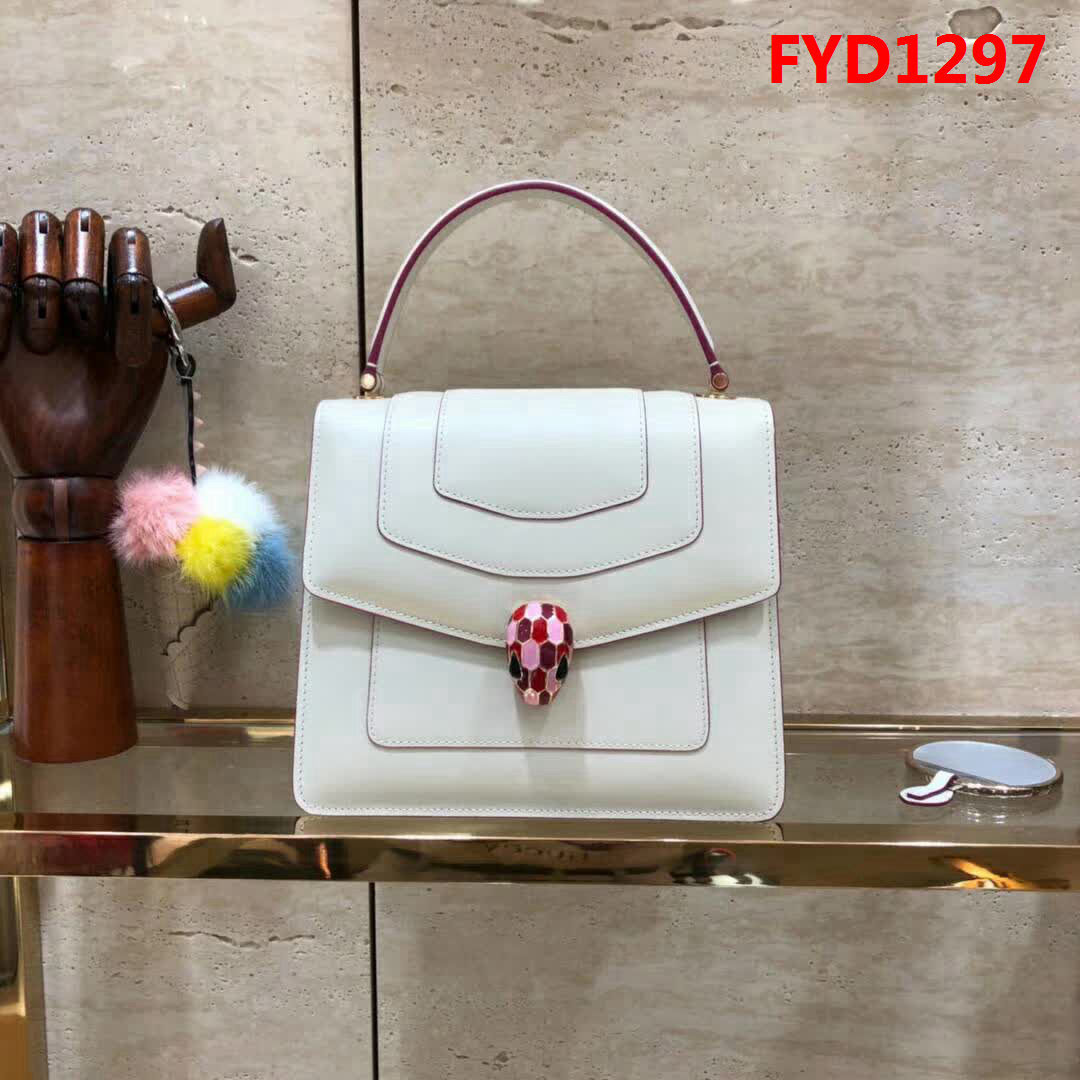 BVLGARI寶格麗 原單品質 最新款蛇頭扣環 奶白色 時尚手提肩背包 38329 FYD1297