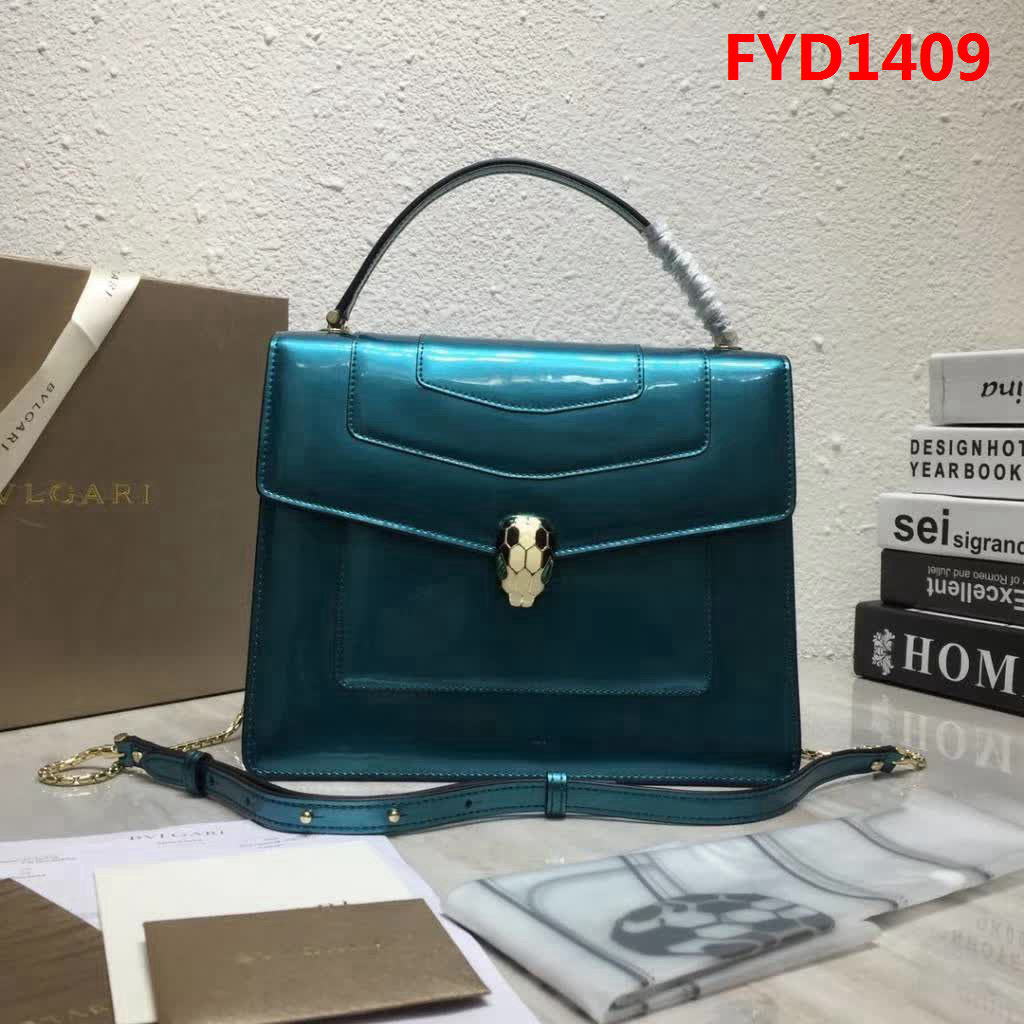 BVLGARI寶格麗 3層大號蛇頭包 頂級漆皮 手提單肩斜挎包 38629 FYD1409