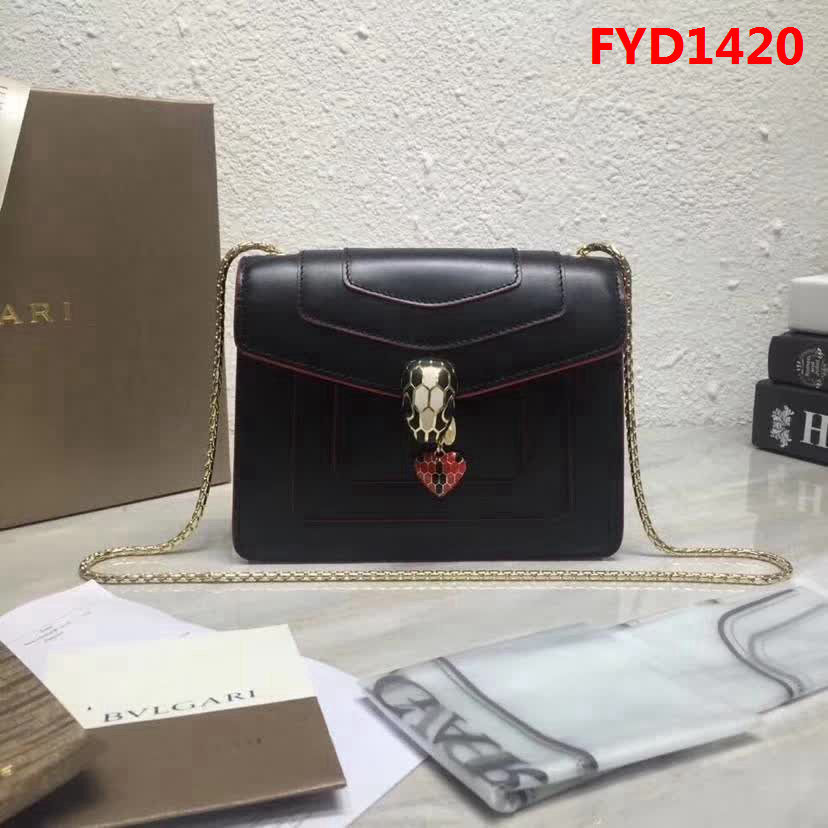 BVLGARI寶格麗 專櫃同歩新款 Serpenti Forever 小牛皮翻蓋包 鏈條單肩斜挎包 34559 FYD1420