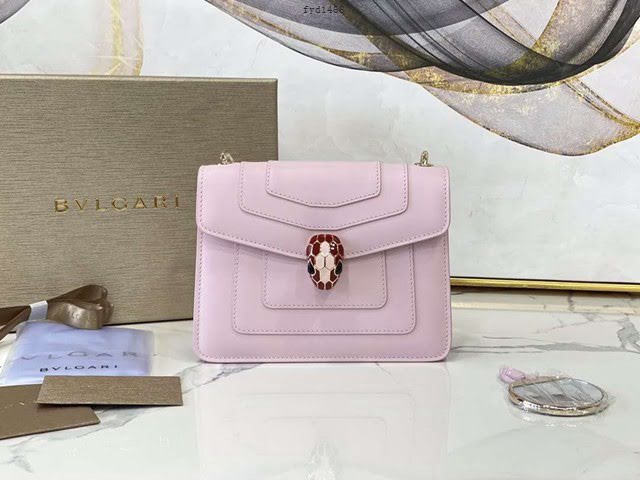 Bvlgari女包 寶格麗單層新品撞色 Serpenti Forever斜挎包 小號淺粉鏈條女包  fyd1468
