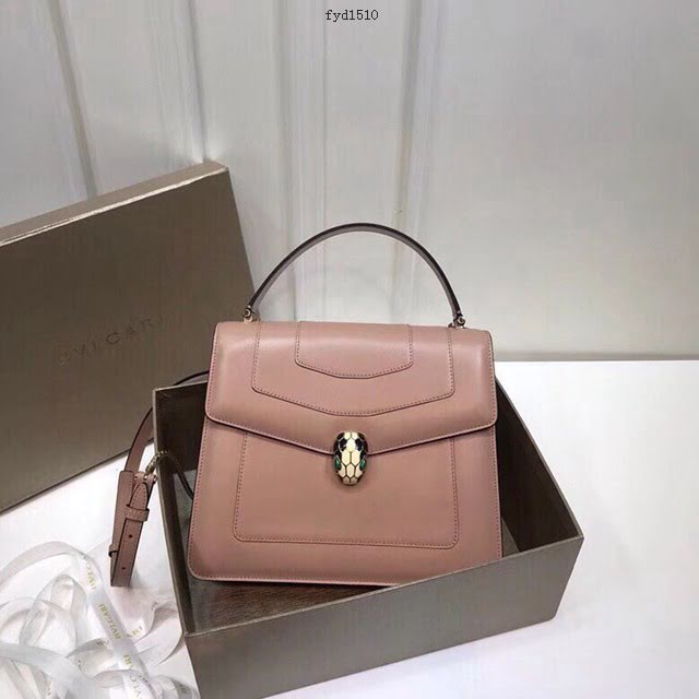 Bvlgari女包 寶格麗爆款大號雙層蛇頭包 B38629 進口頂級Box皮 Bvlgari女士手提肩背包  fyd1510