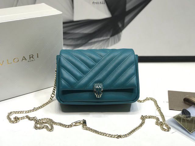 Bvlgari女包 寶格麗迷你號新品 幾何形狀鏈條斜挎包 Serpenti Cabocho Mini蛇頭包 B288760  fyd1522