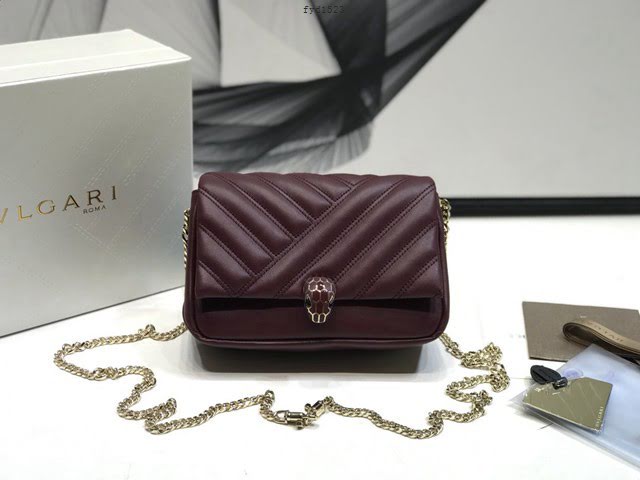 Bvlgari女包 寶格麗迷你號新品 幾何形狀鏈條斜挎包 Serpenti Cabocho Mini蛇頭包 B288760  fyd1523