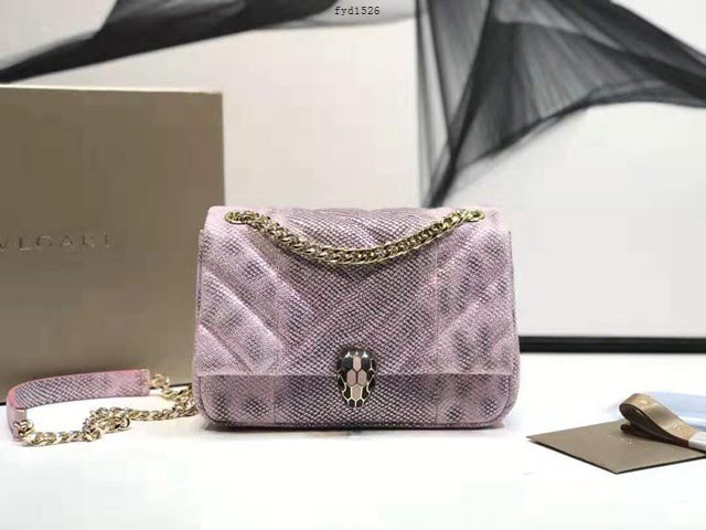 Bvlgari女包 寶格麗小號新品 幾何形狀鏈條斜挎包 Serpenti Cabocho肩包 287993  fyd1526