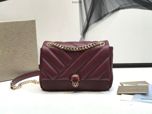 Bvlgari女包 寶格麗小號新品 幾何形狀鏈條斜挎包 Serpenti Cabocho肩包 287993  fyd1528