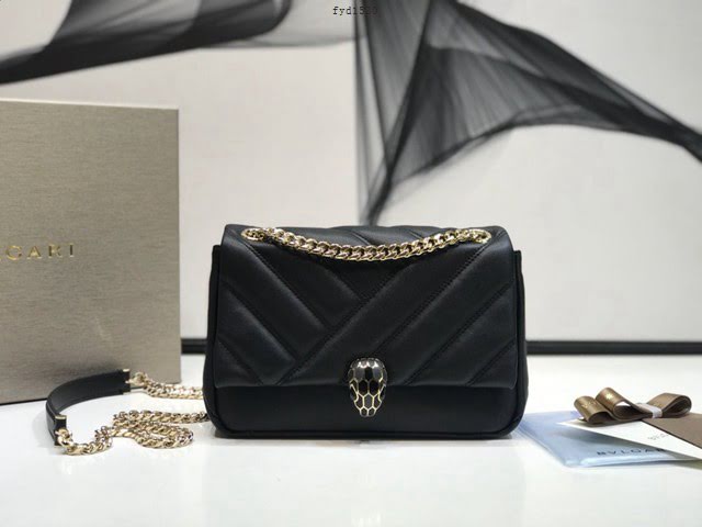 Bvlgari女包 寶格麗小號新品 幾何形狀鏈條斜挎包 Serpenti Cabocho肩包 287993  fyd1530