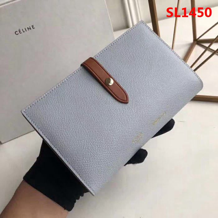 CELINE賽琳原單 專櫃 手掌紋牛皮搭扣拼色錢夾 4148 SL1450