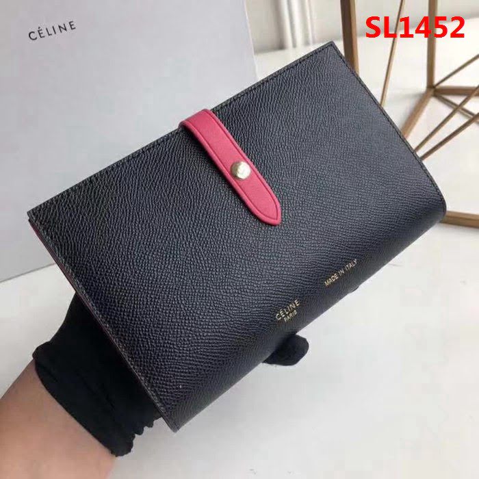 CELINE賽琳原單 專櫃 手掌紋牛皮搭扣拼色錢夾 4148 SL1452