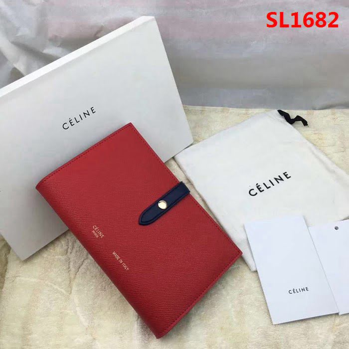 CELINE賽琳原單 專櫃 手掌紋牛皮搭扣拼色錢夾 4148 SL1682
