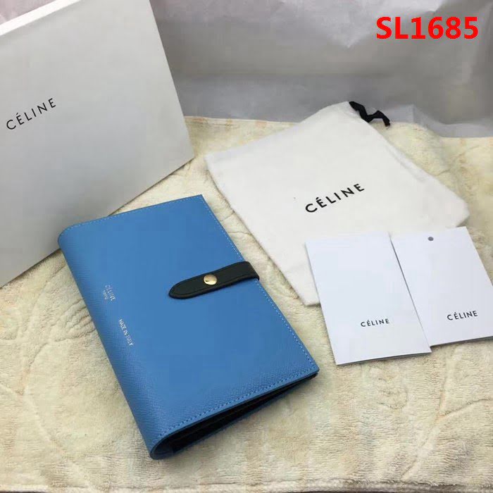 CELINE賽琳原單 專櫃 手掌紋牛皮搭扣拼色錢夾 4148 SL1685