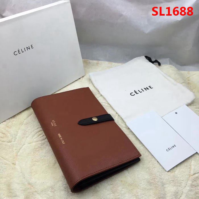 CELINE賽琳原單 專櫃 手掌紋牛皮搭扣拼色錢夾 4148 SL1688