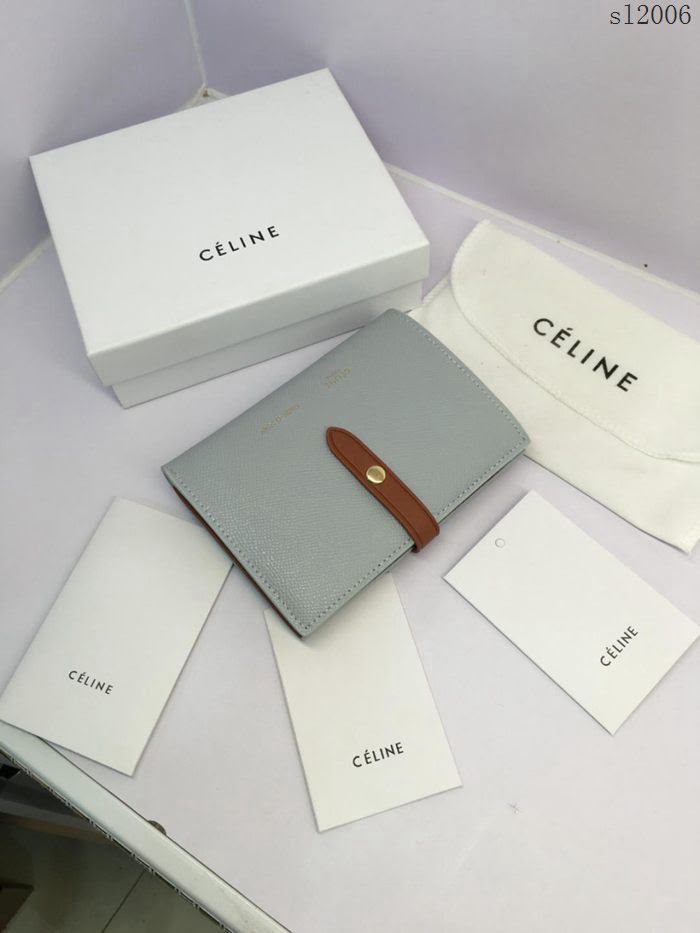 CELINE女包 賽琳專櫃款 搭扣拼色錢夾 0146 手掌紋牛皮 賽琳女錢包  sl2006