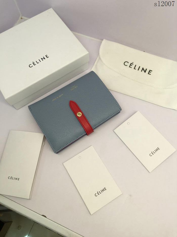 CELINE女包 賽琳專櫃款 搭扣拼色錢夾 0146 手掌紋牛皮 賽琳女錢包  sl2007