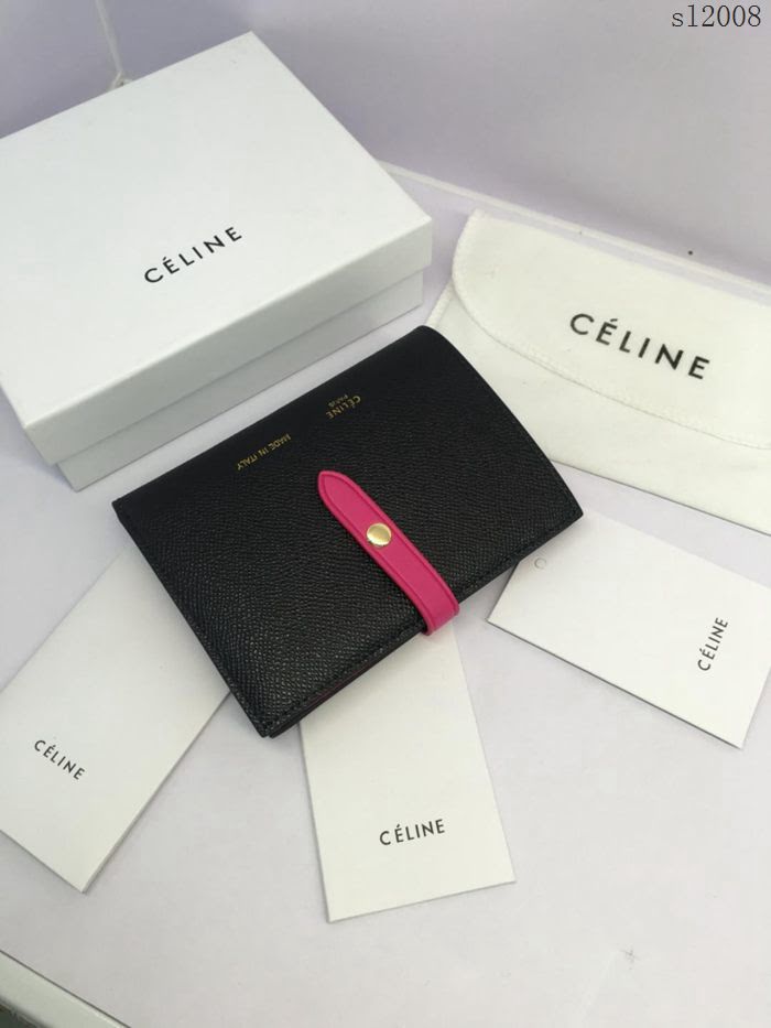 CELINE女包 賽琳專櫃款 搭扣拼色錢夾 0146 手掌紋牛皮 賽琳女錢包  sl2008