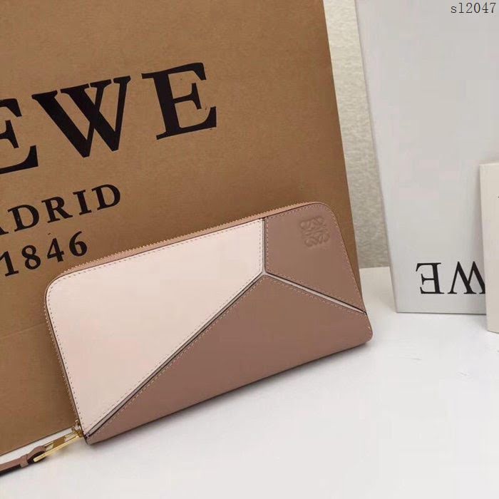 LOEWE錢包 122N89 頭層皮幾何錢包 羅意威原單長錢包  sl2047