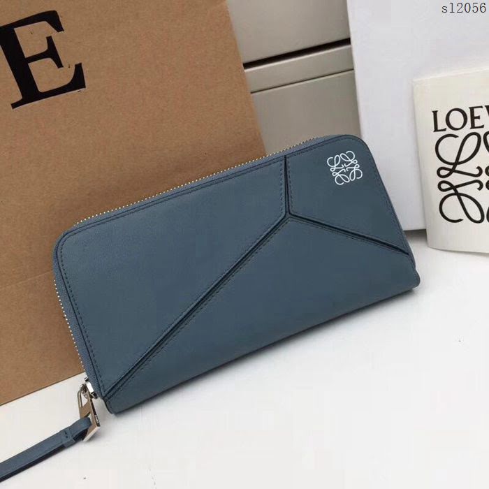 LOEWE錢包 122N89 頭層皮幾何錢包 羅意威原單長錢包  sl2056