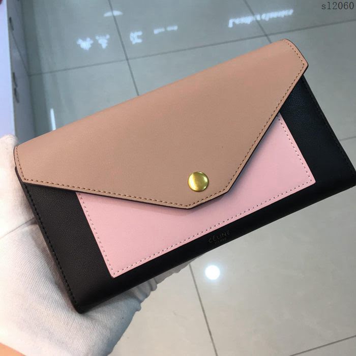 CELINE女包 pocket信封錢包 0136 小牛皮 多功能長錢包 賽琳長款拼色女錢包  sl2060