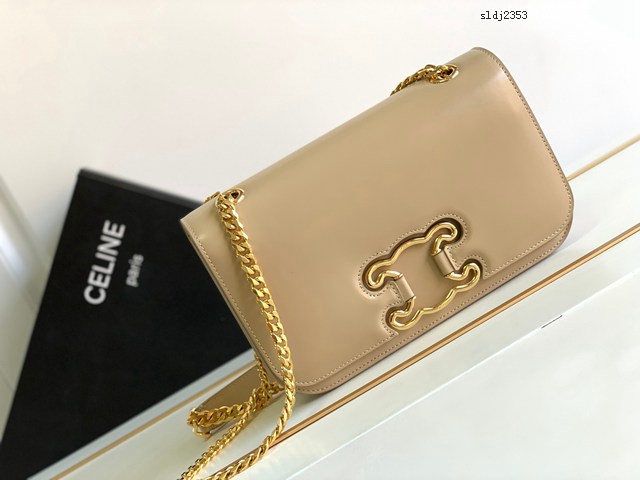 Celine專櫃2022冬季新款鏈條肩背包 199813 賽琳中號TRIOMPHE FRAME牛皮革單肩包 sldj2353