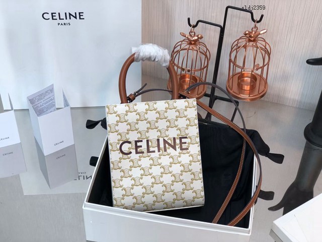 Celine專櫃2022春夏新色MiNi號豎款手袋 賽琳CABAS TRIOMPHE帆布迷你手提托特包 sldj2359