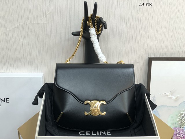 Celine專櫃2022新品凱旋門Besace鏈條包腋下包 199273 賽琳BESACE TRIOMPHE亮澤牛皮革鏈條包 sldj2363