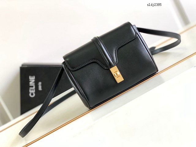 Celine專櫃23s春季新品SOFT16迷你光滑牛皮革手袋 賽琳單肩斜挎全皮女包 sldj2385