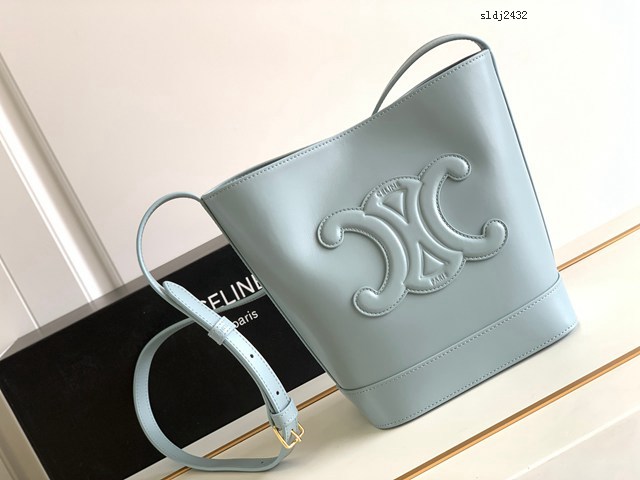 Celine專櫃2023s春夏新品CUIR TRIOMPHE小號繡花光滑牛皮水桶包 賽琳百搭斜挎肩背女包 sldj2432