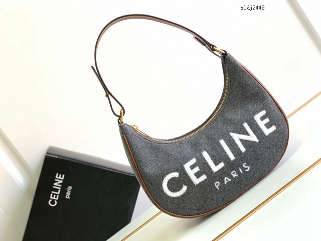 Celine專櫃2023新款毛昵AVA刺繡牛皮革手袋 賽琳AVA腋下包肩背手提女包 sldj2449