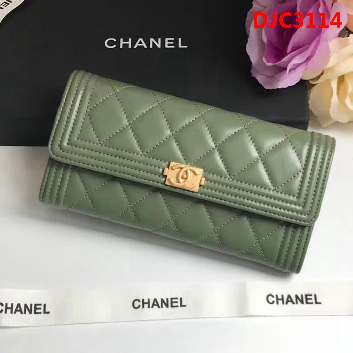 CHANEL香奈兒 新款leboy長款錢包 進口綿羊皮綾格紋 復古金扣 80286  DJC3114