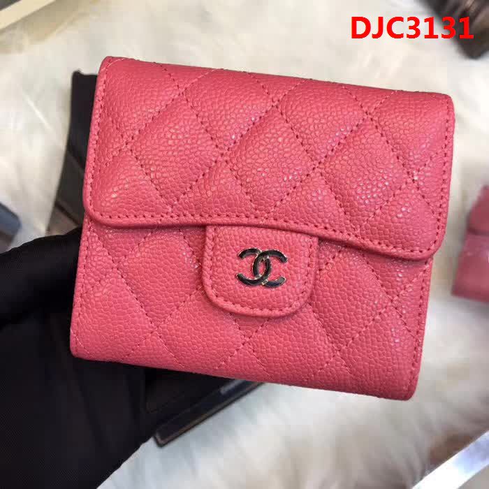 CHANEL香奈兒 18年春夏新款 CF短三折錢包 荔枝紋頭層牛皮 水蜜桃色 82288  DJC3131