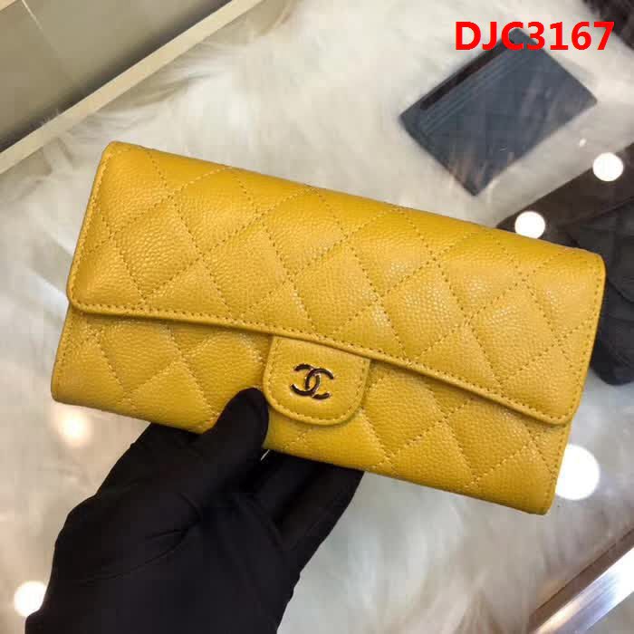CHANEL香奈兒 18年春夏新款 CF兩折錢包 水晶檸檬黃色 荔枝紋頭層牛皮 銀色五金 80758  DJC3167