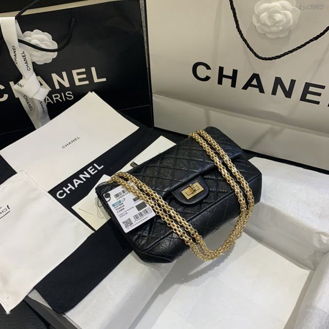 Chanel女包 37586# Chanel經典復古大象紋牛皮口蓋鏈包 方扣系列 Chanel鏈條單肩斜挎包  djc3982