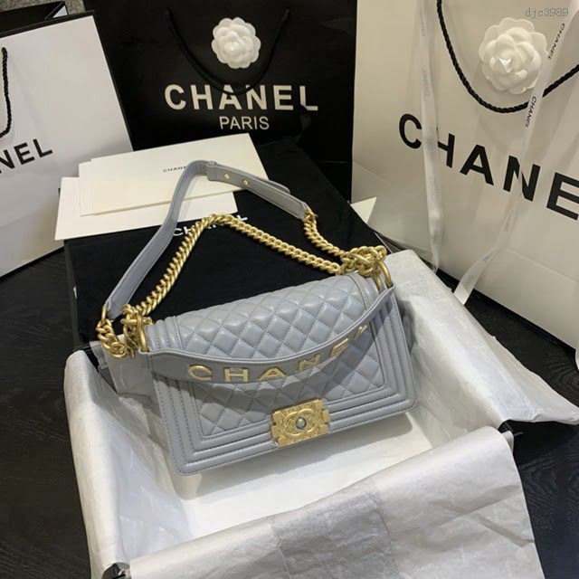 Chanel女包 67086# Chanel2020年新款羊皮包 手提金屬LoGo Chanel鏈條單肩斜挎中號包  djc3989