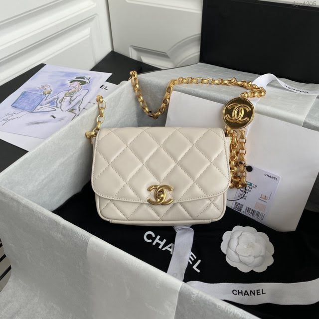 Chanel女包 香奈兒專櫃最新款限量版金幣包 Chanel小號金幣鏈條斜挎女包 AS2189  djc4205