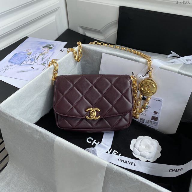 Chanel女包 香奈兒專櫃最新款限量版金幣包 Chanel小號金幣鏈條斜挎女包 AS2189  djc4206
