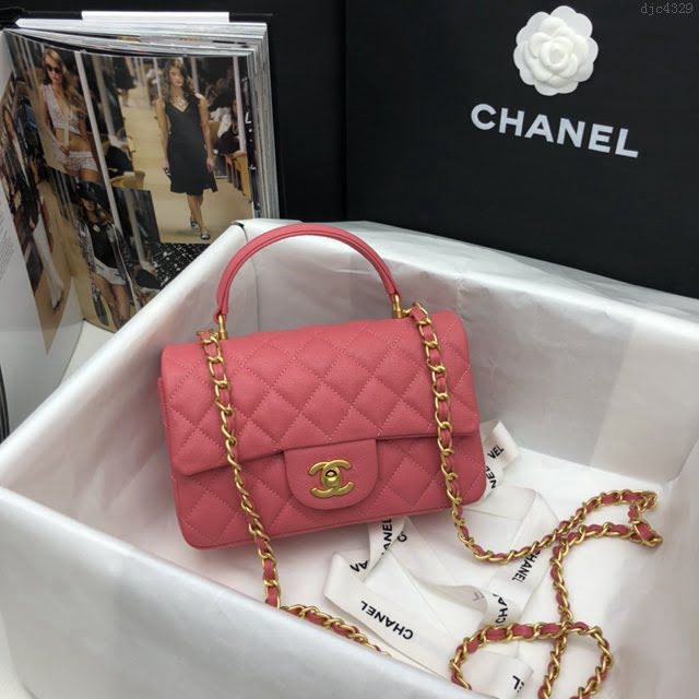 Chanel女包 香奈兒專櫃經典走秀款手提女包 Chanel果粒壓花小牛皮口蓋包  djc4329