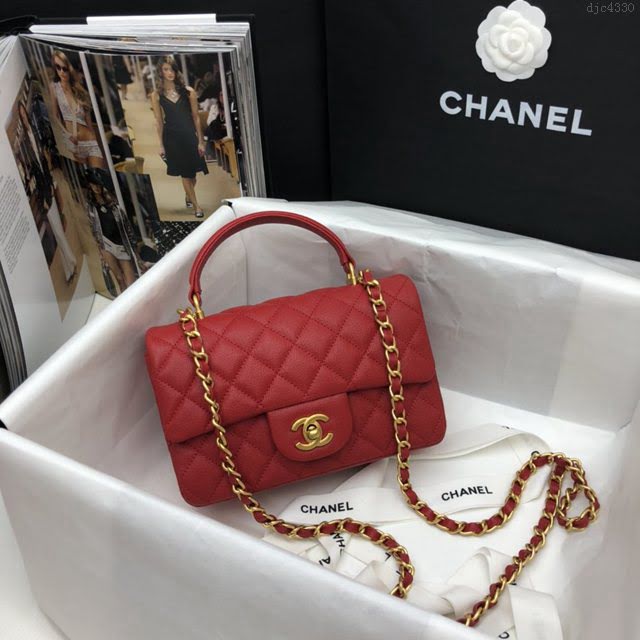 Chanel女包 香奈兒專櫃經典走秀款手提女包 Chanel果粒壓花小牛皮口蓋包  djc4330