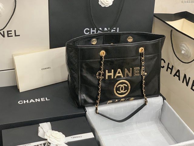 Chanel女包 香奈兒專櫃最新款小號購物袋 Chanel臘牛皮購物袋 8376  djc4338