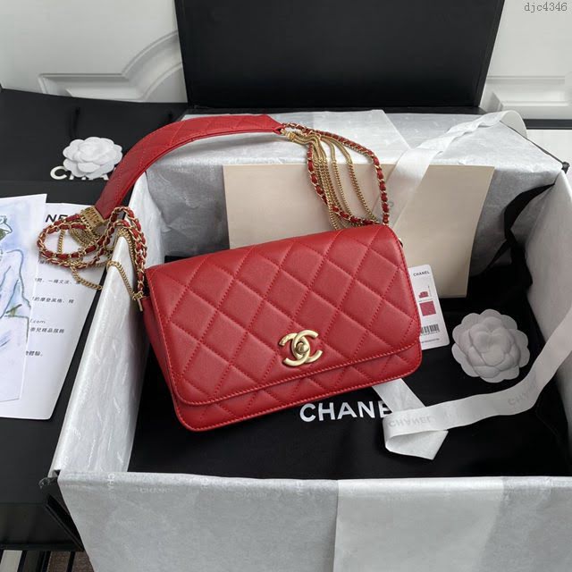 Chanel女包 香奈兒專櫃最新款原廠胎牛皮口蓋包 Chanel限量版鏈條包 大號AS2052  djc4346