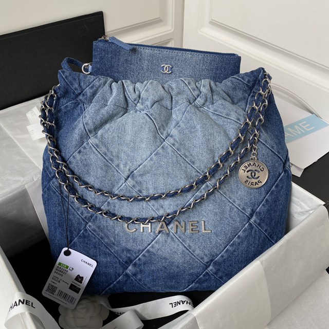 Chanel專櫃新款鏈條女包 香奈兒火爆22bag牛仔系列購物袋AS3260 djc6040