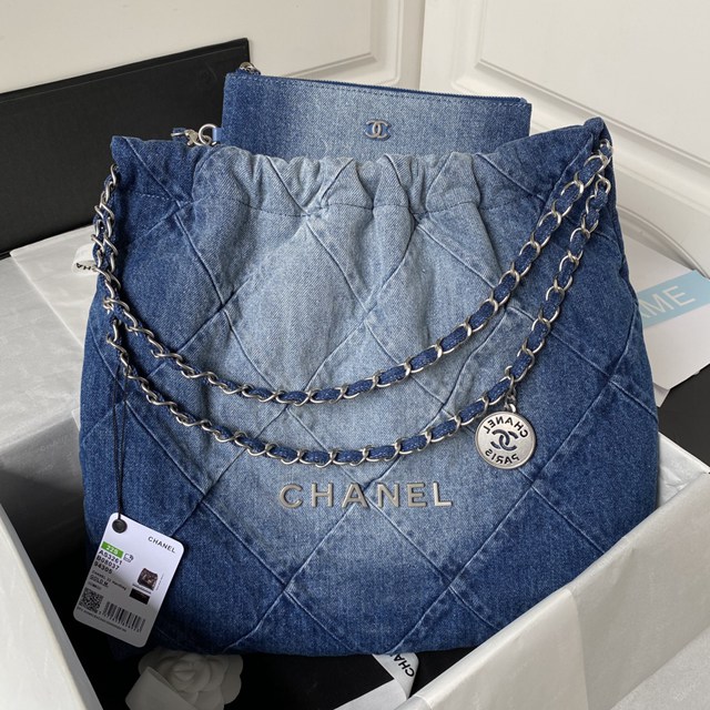 Chanel專櫃新款鏈條女包 香奈兒火爆22bag牛仔系列購物袋AS3260 djc6041