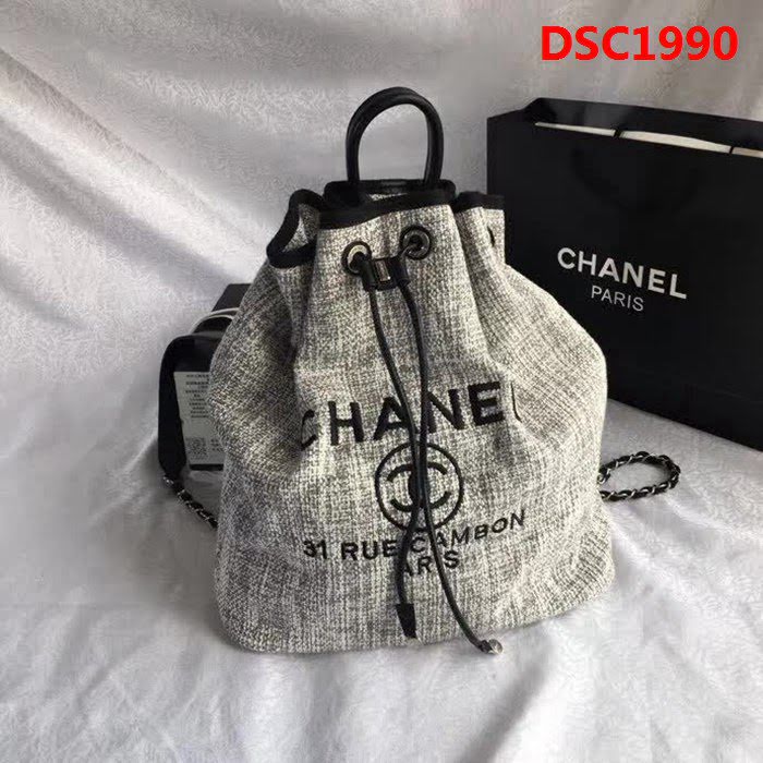 香奈兒CHANEL 93787 旅行必備帆布雙肩抽繩沙灘包DSC1990