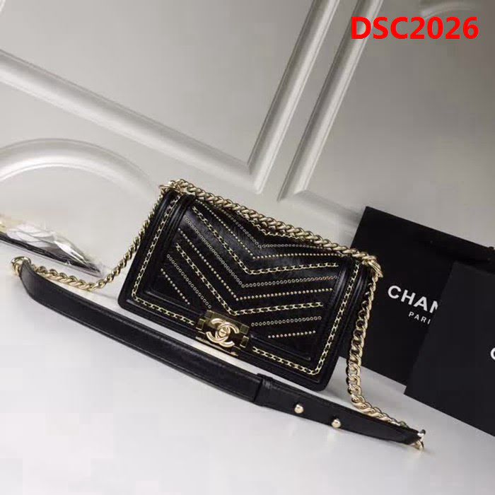 香奈兒CHANELCHANE2018FW款皺紋小牛皮單肩斜挎鏈條包 DSC2026