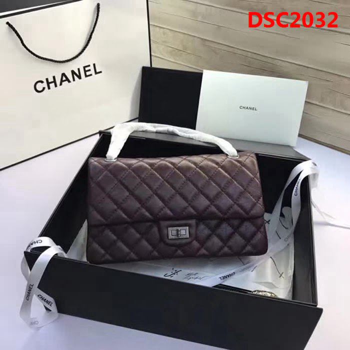 香奈兒CHANEL 226 進口大象紋胎牛皮金銀扣單肩斜挎鏈條包 DSC2032