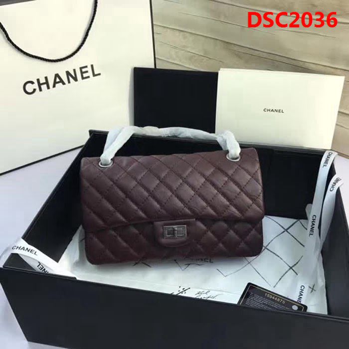 香奈兒CHANEL 225 進口大象紋胎牛皮金銀扣單肩斜挎鏈條包 DSC2036